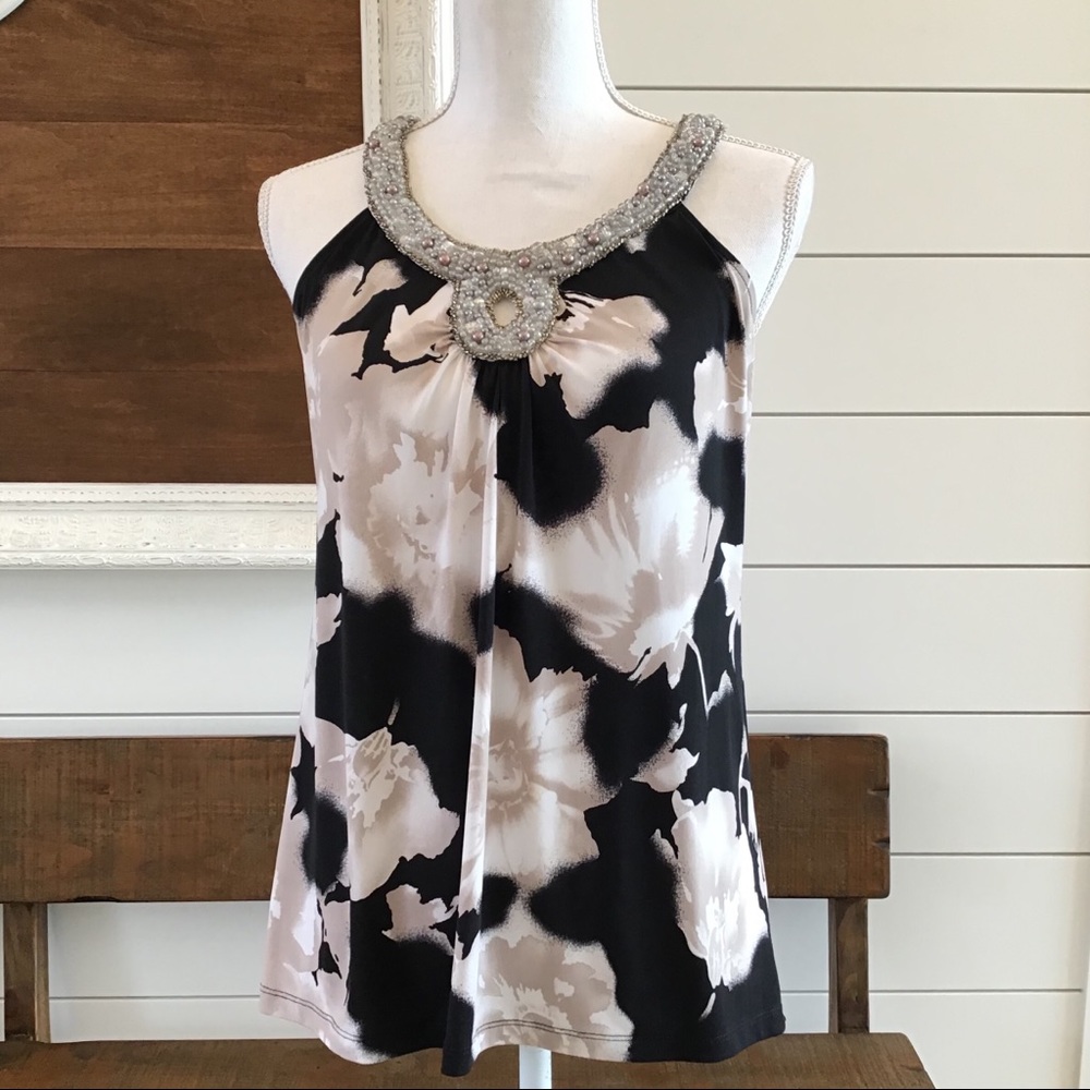INC floral print beaded top A8
